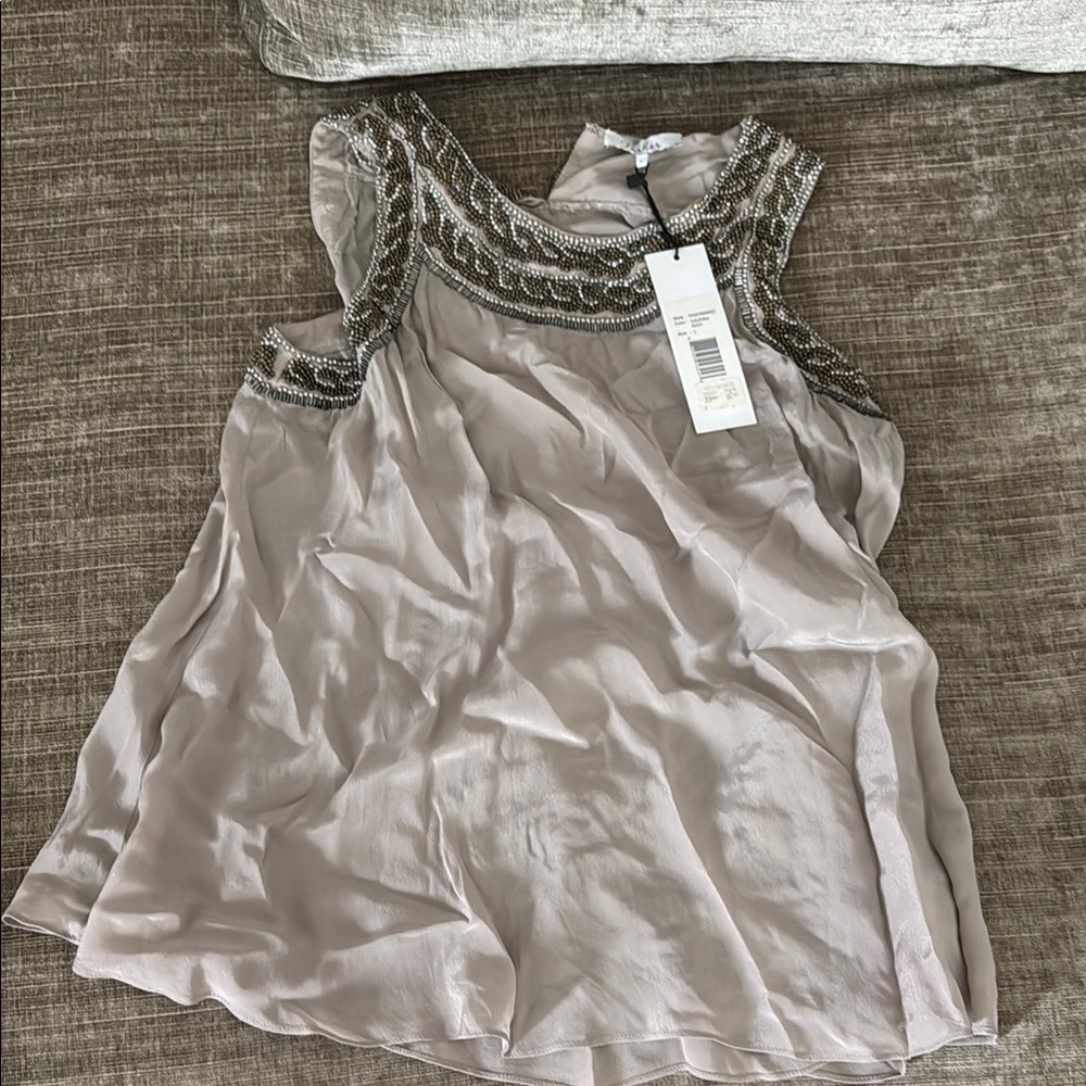 Parker Silver Ruffled Embellished Blouse